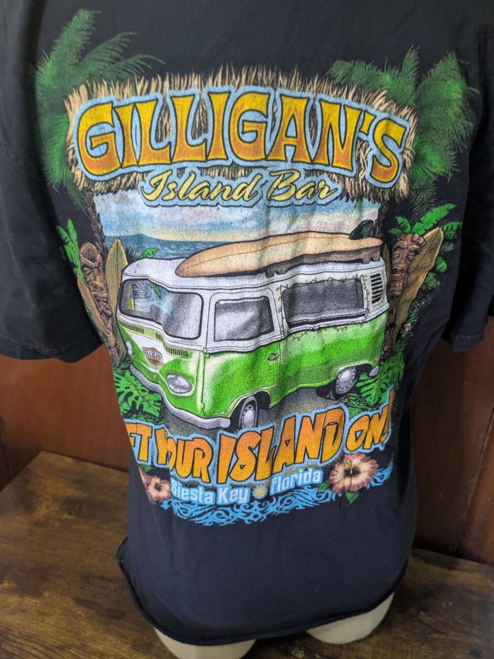 Gilligan’s Island Bar Siesta Key Florida VW Bus T Shirt Men’s XL Black Surf